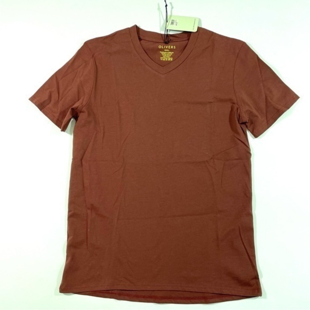New Olivers Club V Neck Tee Shirt Burnt Red small